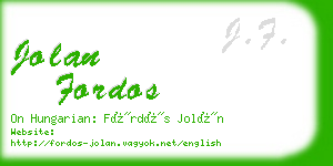 jolan fordos business card